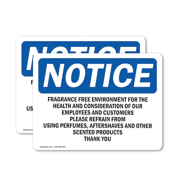 Signmission Fragrance Free Environment For The Health, 7 in W x Rectangle, Vinyl Decal OS-2PACK-NS-D-57-L-12907 - main